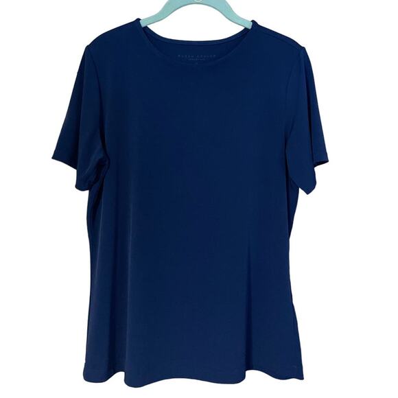 Susan Graver Essentials Liquid Knit Blue Short Sleeve Top Size Small - Picture 1 of 9